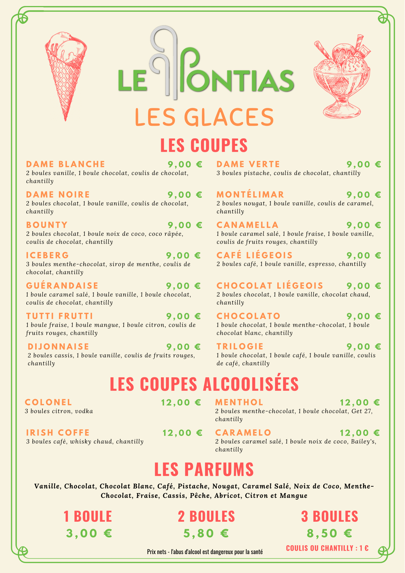 carte des glaces